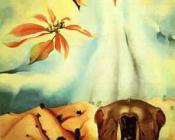 乔治亚 奥基夫 : Mule's Skull with Pink Poinsettias